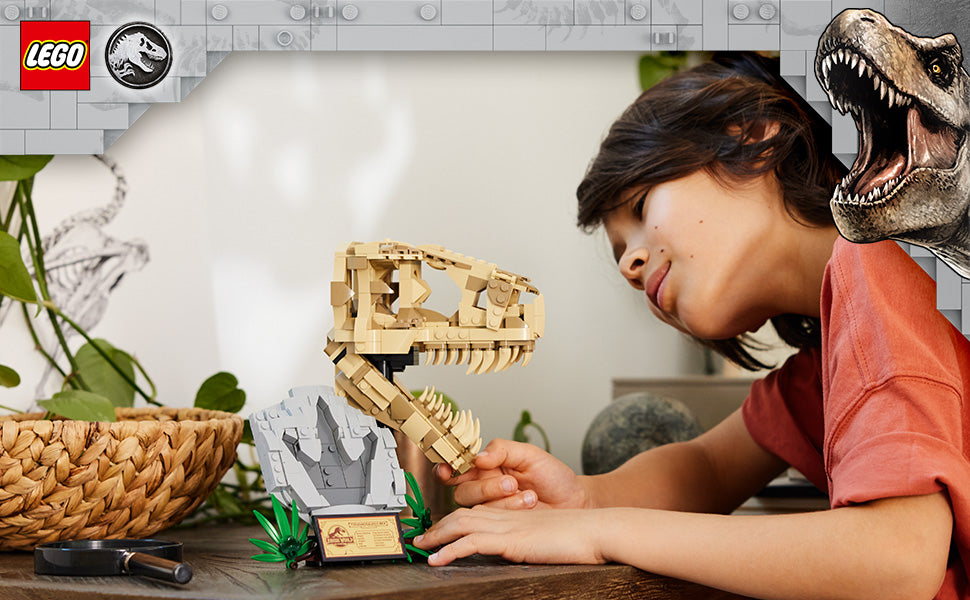 LEGO Jurassic World Fósiles de Dinosaurios: Cráneo de T Rex - Juguete de Construcción de Dinosaurio para Niños y Niñas, Edades 9+ Años - Regalo para Navidad - Exhibición para Dormitorio - 76964