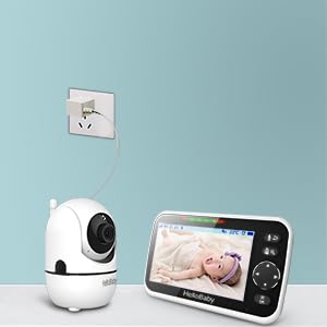 HelloBaby Monitor de bebé sin WiFi, pantalla de 5 pulgadas, batería de 30 horas, video de panorámica/inclinación/zoom mejorado con cámara y audio, visión nocturna, VOX, conversación bidireccional, 8
