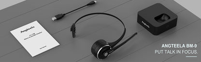 Trucker - Auriculares Bluetooth con micrófono, auriculares inalámbricos para teléfono celular con cancelación de ruido, base de carga, función de silencio para el hogar, oficina, centro de