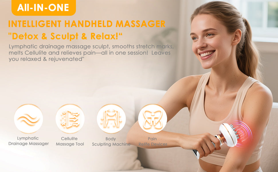 Máquina para esculpir el cuerpo 4 en 1, masajeador de drenaje linfático, herramienta de masaje Anit para celulitis, ayuda a reducir las estrías, la celulitis y la grasa, dispositivos de alivio del