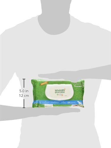 Seventh Generation Toallitas para bebé, libres y transparentes con dispensador de tapa abatible, 64 unidades