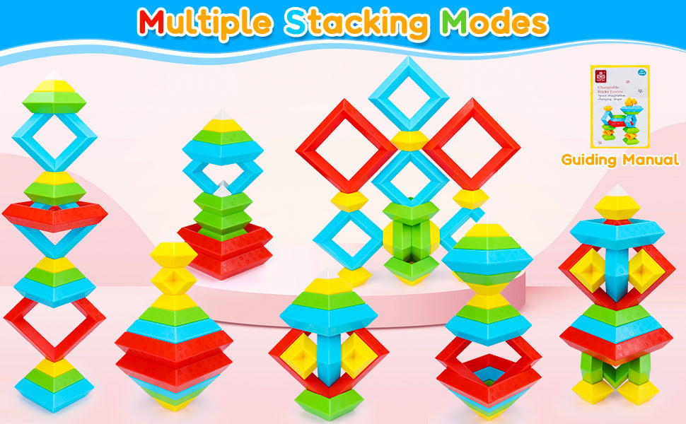 Juguetes Montessori para niños y niñas de 1, 2, 3, 4 años, actividades de aprendizaje preescolar, 30 piezas de bloques de construcción, apilables, juguetes educativos, regalos sensoriales STEM