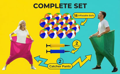 Juego de 22 piezas de pantalones de abuela para patio, juegos de Pascua, divertido juego de lanzamiento para adultos, incluye 2 bragas gigantes, 18 bolas inflables y 2 bombas, perfecto para formar