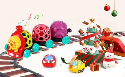 iPlay, iLearn Tren de juguete para bebés, autos suaves para niños de 6 a 12 meses, camión musical Push N Go, sonajero sensorial para niños pequeños, regalo de cumpleaños de bebés de 7, 8, 9, 10, 11,
