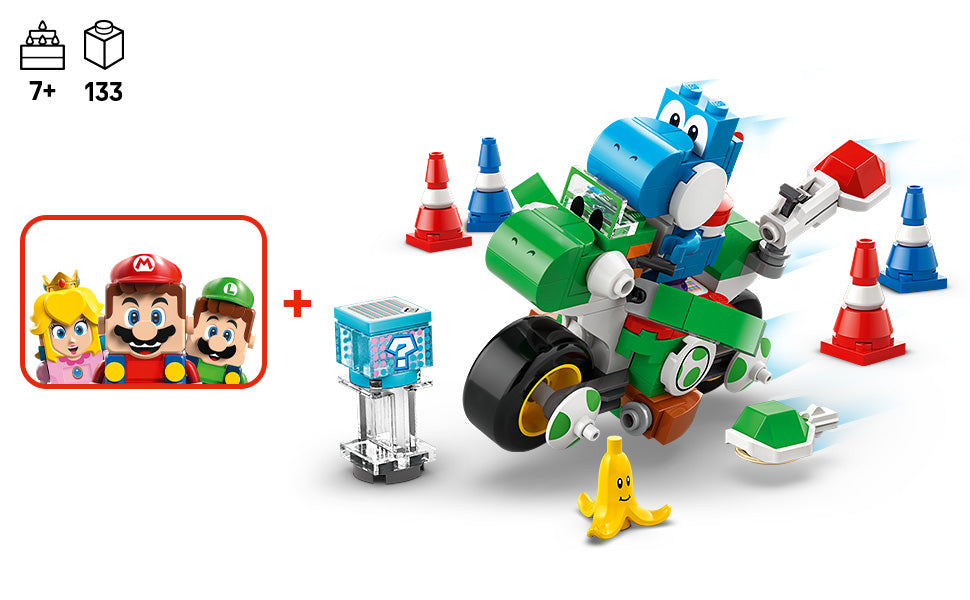 LEGO Super Mario: Bicicleta de Yoshi del Mario Kart - Juego de Construcción de Juguetes para Niños, Niños y Niñas, Edades 7+ - Juguete del Mario Kart para Fans con Yoshi Azul - Idea de Regalo para