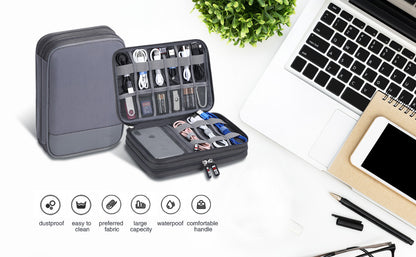 Bolsa organizadora de cables electrónicos, bolsa de almacenamiento portátil de doble capa para accesorios digitales electrónicos para funda de tarjeta SD, unidad flash USB, cables de carga, cargador