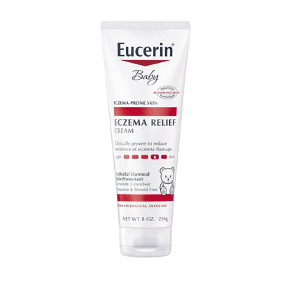 Eucerin Crema corporal para aliviar el eccema del bebé, sin fragancia, crema de eczema para bebés con avena coloidal, ceramida-3 y extracto de raíz de regaliz, tubo de 8 onzas