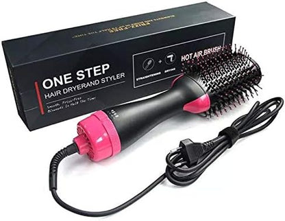 Cepillo Secador de Pelo y Volumizador, 3 en 1 Salon Electrico Cepillo de Aire Caliente Alisador y con Iones Negativos Para el Cabello Rizado y Recto