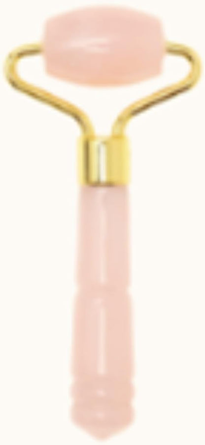 Mei Apothecary Mini rodillo facial de cuarzo rosa, rodillo facial a...