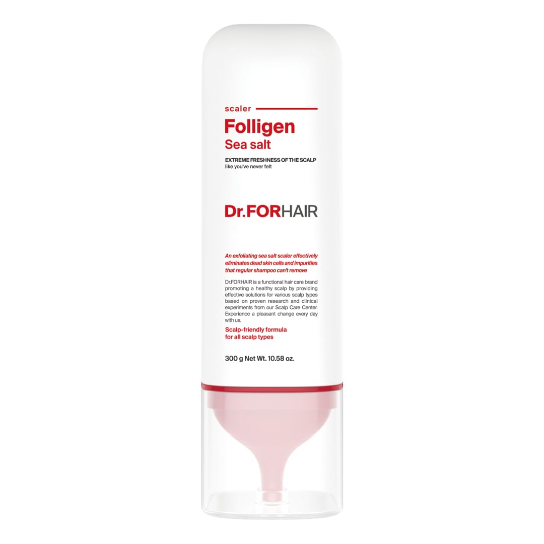 Dr.FORHAIR Folligen Sea Salt Scaler Biotin Scaler - Exfoliante para cuero cabelludo (10.5 onzas), 45% de sal marina, limpieza profunda del cabello, purificadora de sal del cuero cabelludo, tratamiento