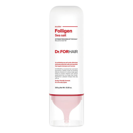 Dr.FORHAIR Folligen Sea Salt Scaler Biotin Scaler - Exfoliante para cuero cabelludo (10.5 onzas), 45% de sal marina, limpieza profunda del cabello, purificadora de sal del cuero cabelludo, tratamiento