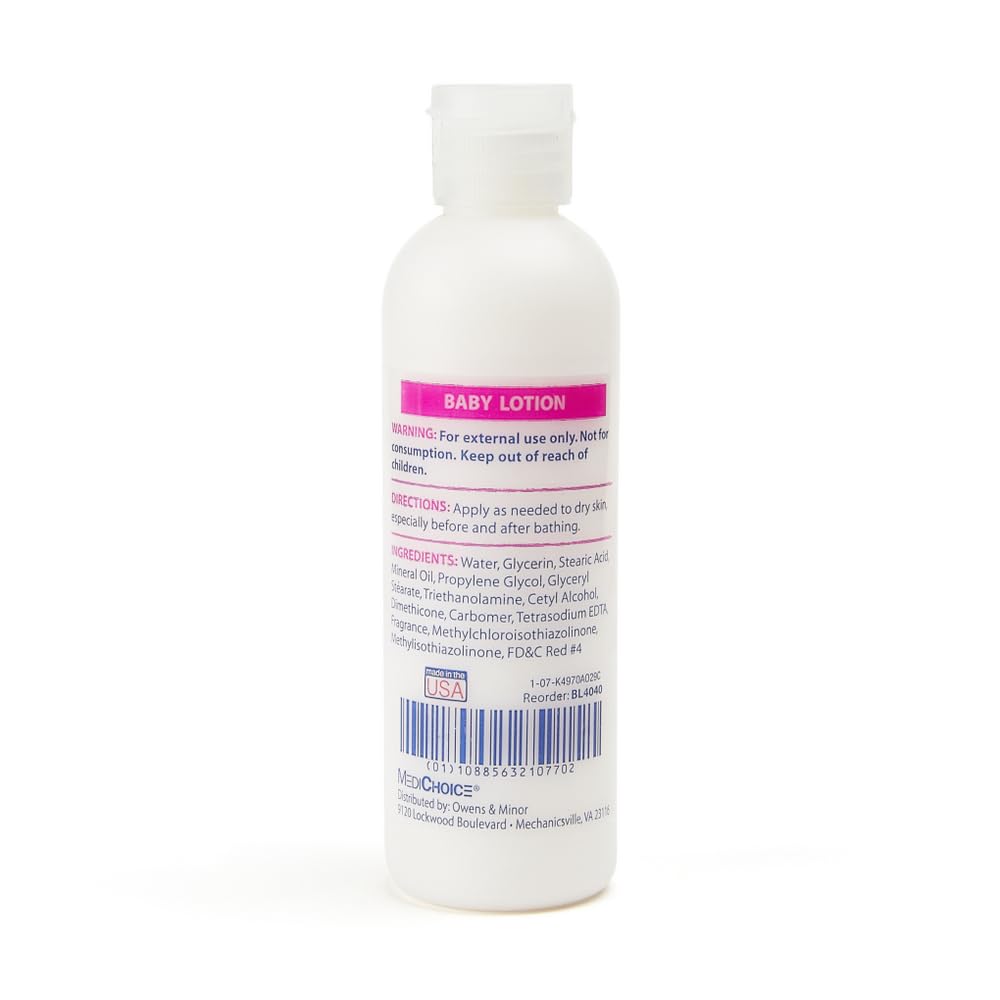 MediChoice Loción para bebé, fórmula hipoalergénica e hidratante para pieles sensibles, aroma fresco, botella abatible con pH equilibrado para una hidratación suave, 4 onzas, BL4040 Case 96