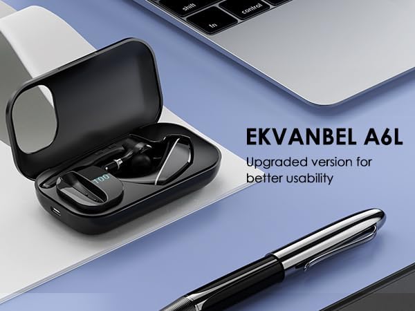 Auriculares Bluetooth V5.3, auricular inalámbrico con funda de carga de 1000 mAh, tiempo de conversación 96 horas, auriculares con cancelación de ruido manos libres con micrófono dual para