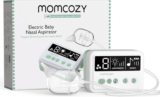 Momcozy Aspirador Nasal para Bebé, 【Grado Hospitalario】 Succión Fuerte de 70 KPa y 9 Niveles de Succión Ventosa Nasal, Limpiador Nasal Eléctrico para Niño Pequeño y Recién Nacido, Luz Tranquilizante y