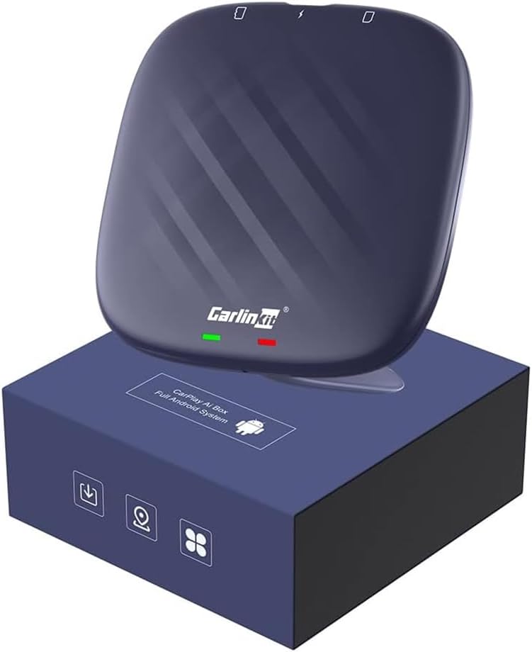 CarlinKit 8+128G - Adaptador inalámbrico CarPlay y Android Auto, CarPlay Ai Box para coche con cable CarPlay, 8 núcleos, GPS incorporado, ultra delgado, sistema Android 13.0, Bluetooth dual, tarjeta