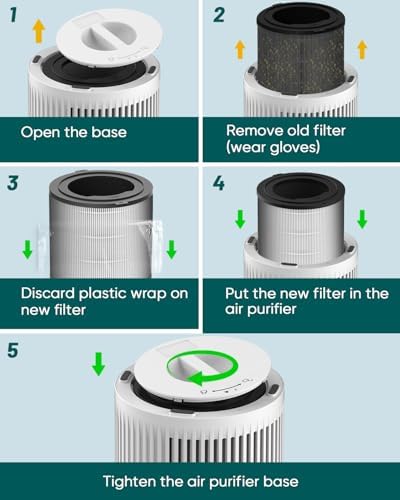 Purificador de aire y 2 filtros de repuesto para el hogar y el dorm...