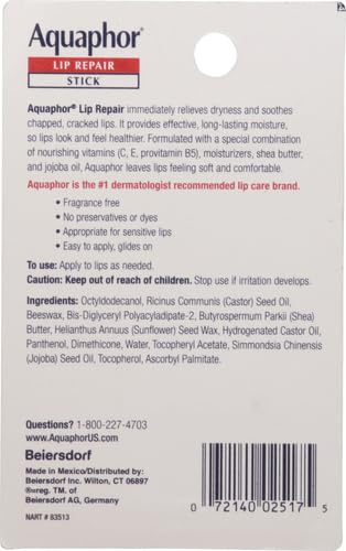 Aquaphor Barra de reparación de labios, paquete de bálsamo labial h...