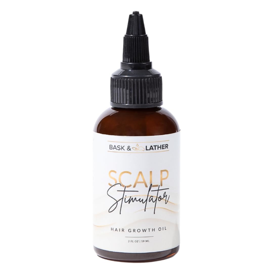 Aceite para el crecimiento del cabello y estimulador del cuero cabelludo de Bask & Lather, mezcla de menta y romero prensada en frío con semilla de uva para el crecimiento del cabello, orgánico y