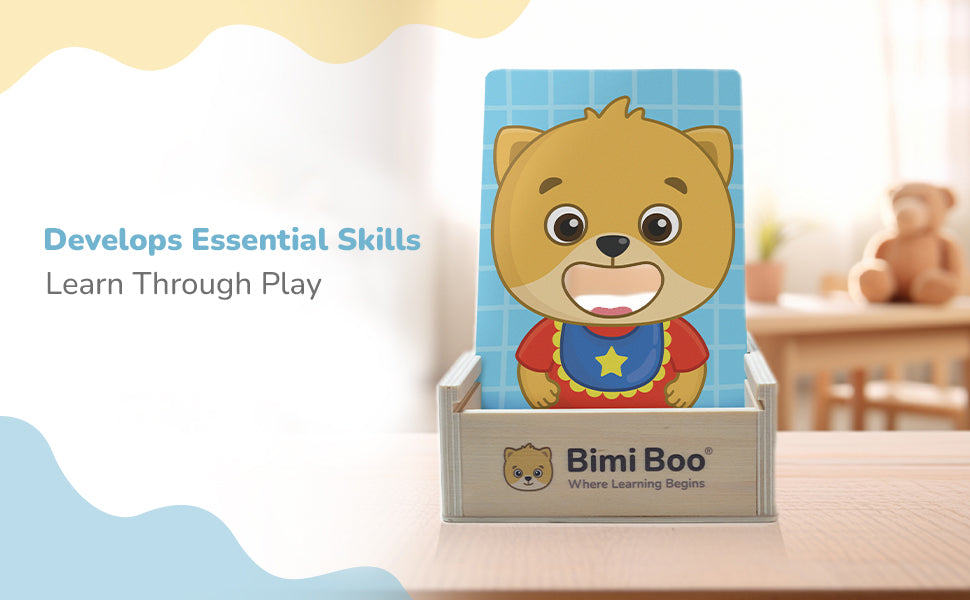 Bimi Boo Juguetes de alimentación de madera - Juguetes Montessori de cuchara para niños pequeños de 1 a 4 años - Juego de alimentos de simulación de habilidades motoras finas para niños (27 alimentos