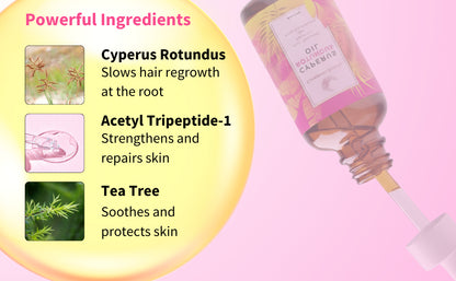 Aceite de Cyperus Rotundus Natural Caramela Beauty - 60ml de Aceite Natural de Cyperus Rotundus para Depilación, Hidratante y Calmante, Aceite de Cyperus para Reducir el Crecimiento del Vello Corporal