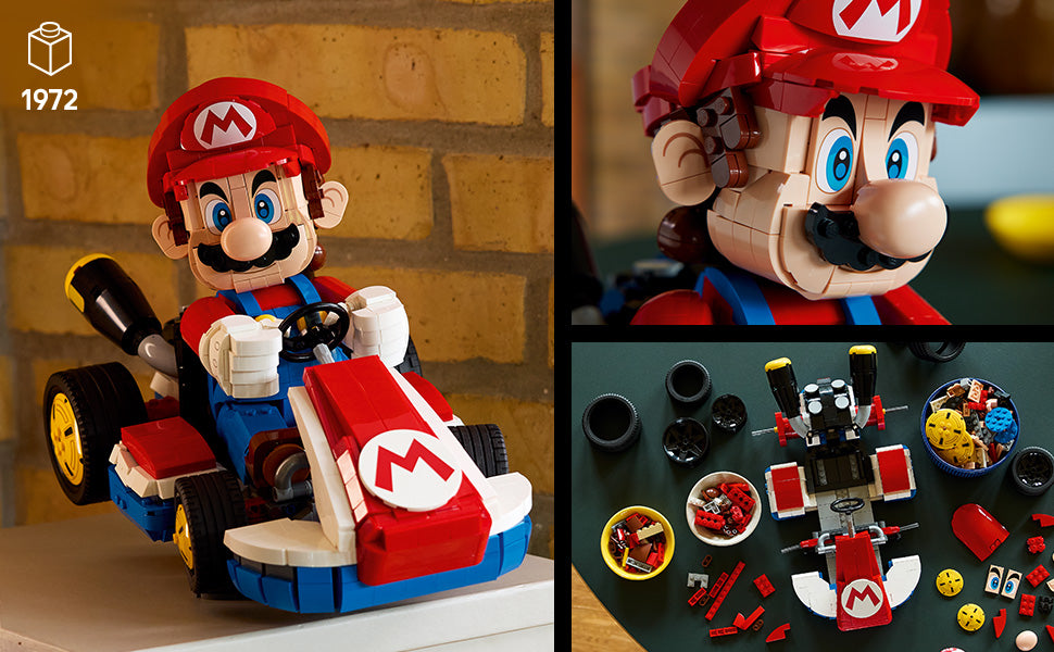 LEGO Super Mario: Mario Kart - Juego de construcción de Mario y kart estándar para adultos, estante de libros de bricolaje y decoración de habitación para hombres y mujeres, a partir de 18 años, idea