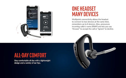 Poly Voyager Legend - Auriculares inalámbricos (Plantronics) – Bluetooth de un solo oído con micrófono de cancelación de ruido – Controles de voz – Botones de silencio y volumen – Diseño ergonómico