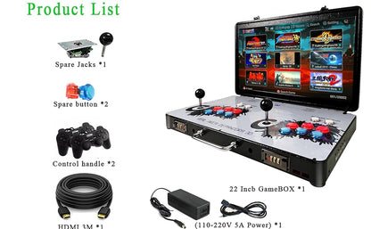 Consola de Juego Arcade Portátil WYGaming 20000 en 1 Caja de Metal, Consola de Juego Electrónico Retro de Pantalla 3D de 22 Pulgadas, con Funciones de Buscar/Ocultar/Guardar/Cargar/Pausar
