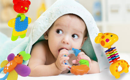 AIVIAI Juguetes para bebés de 0 a 6 meses, juguetes para bebés de 0 a 3 meses, sonajeros para bebés, juego de juguetes con caja de almacenamiento, sonajeros musicales para recién nacidos, juego de regalos con el primer sonajero del bebé (11 piezas)