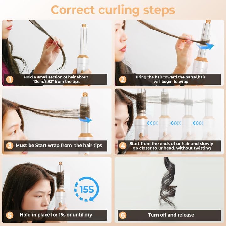 Cepillo secador de pelo 6 en uno, rizador de aire, cepillo redondo...