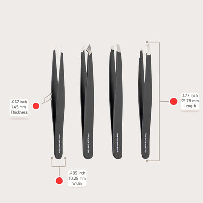 Tweezer Master Juego de pinzas profesionales [negro] - Puntas incli...