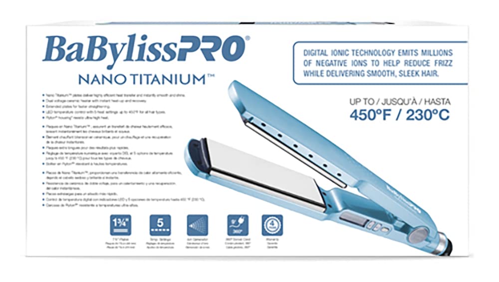 BabylissPRO Nano Titanium Ionic Plancha de pelo, plancha profesiona...