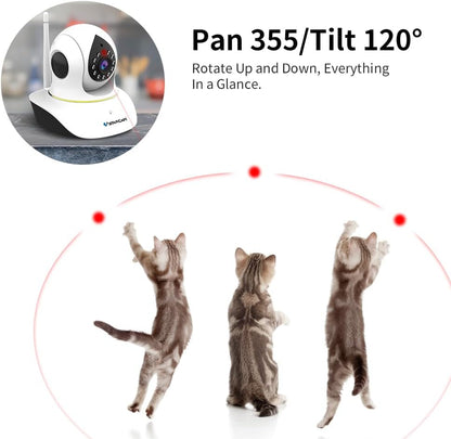 VSTARCAM Cámara para mascotas con láser, 3MP 2.4GHz WiFi interactiv...