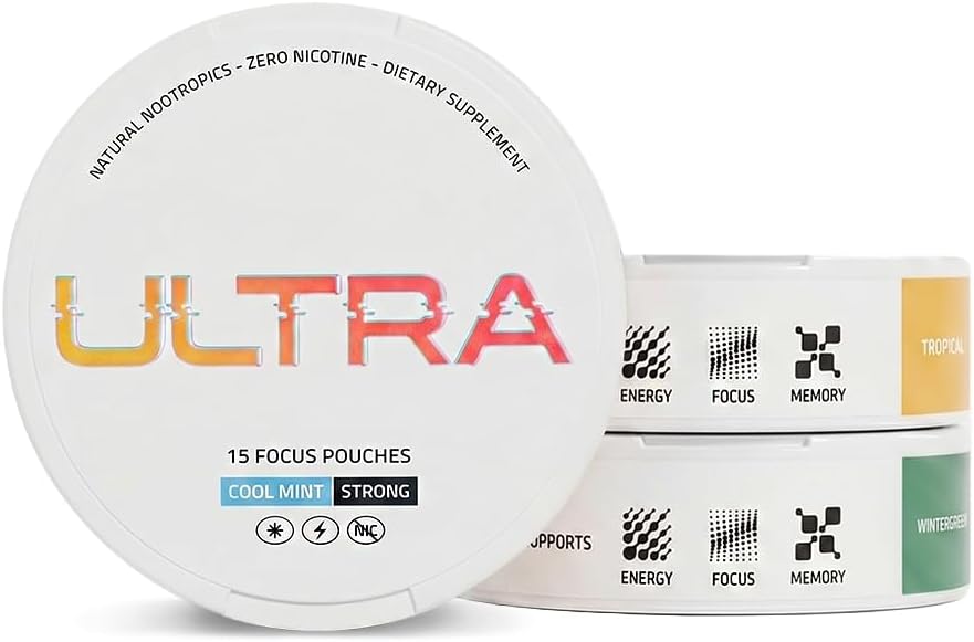 Bolsas Ultra Focus (paquete variado, 3 latas) sin nicotina ni cafeí...