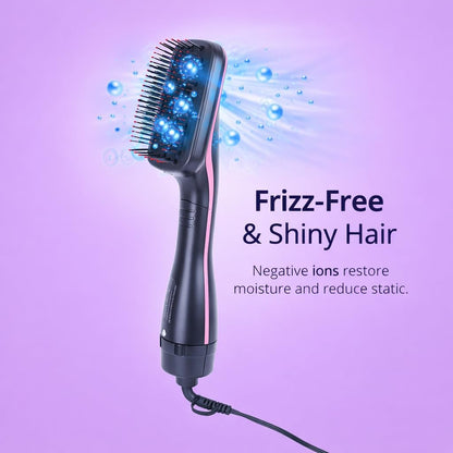 Cepillo secador de pelo 2 en 1 y cepillo alisador, cepillo iónico para mujer, cepillo de aire caliente con diseño de pala, moldeador de pelo de iones negativos para cabello suave, brillante, sin