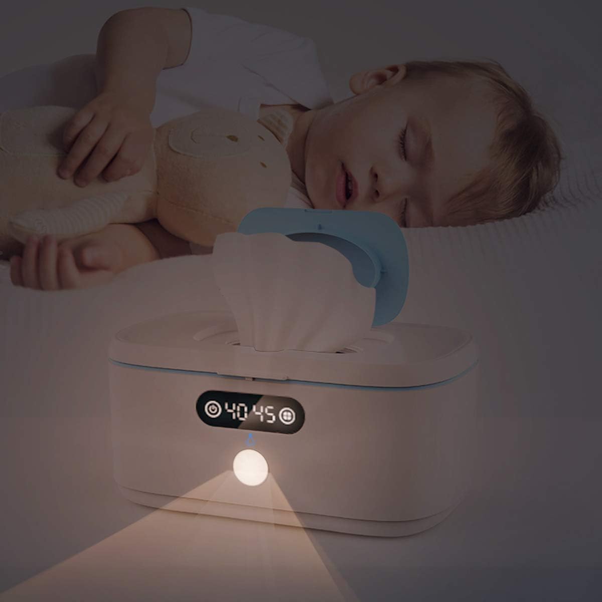 Bellababy Calentador de Toallitas para Vehículo y Uso Doméstico, Dispensador de Toallitas Húmedas para Bebés y Calentador de Pañales con Luz Nocturna, Pantalla de Temperatura, Sin Necesidad de Agua y