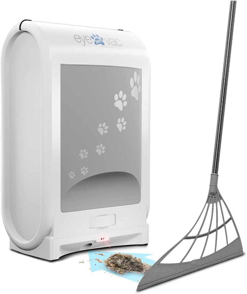EyeVac - Paquete de escoba para mascotas y escoba, recogedor automá...