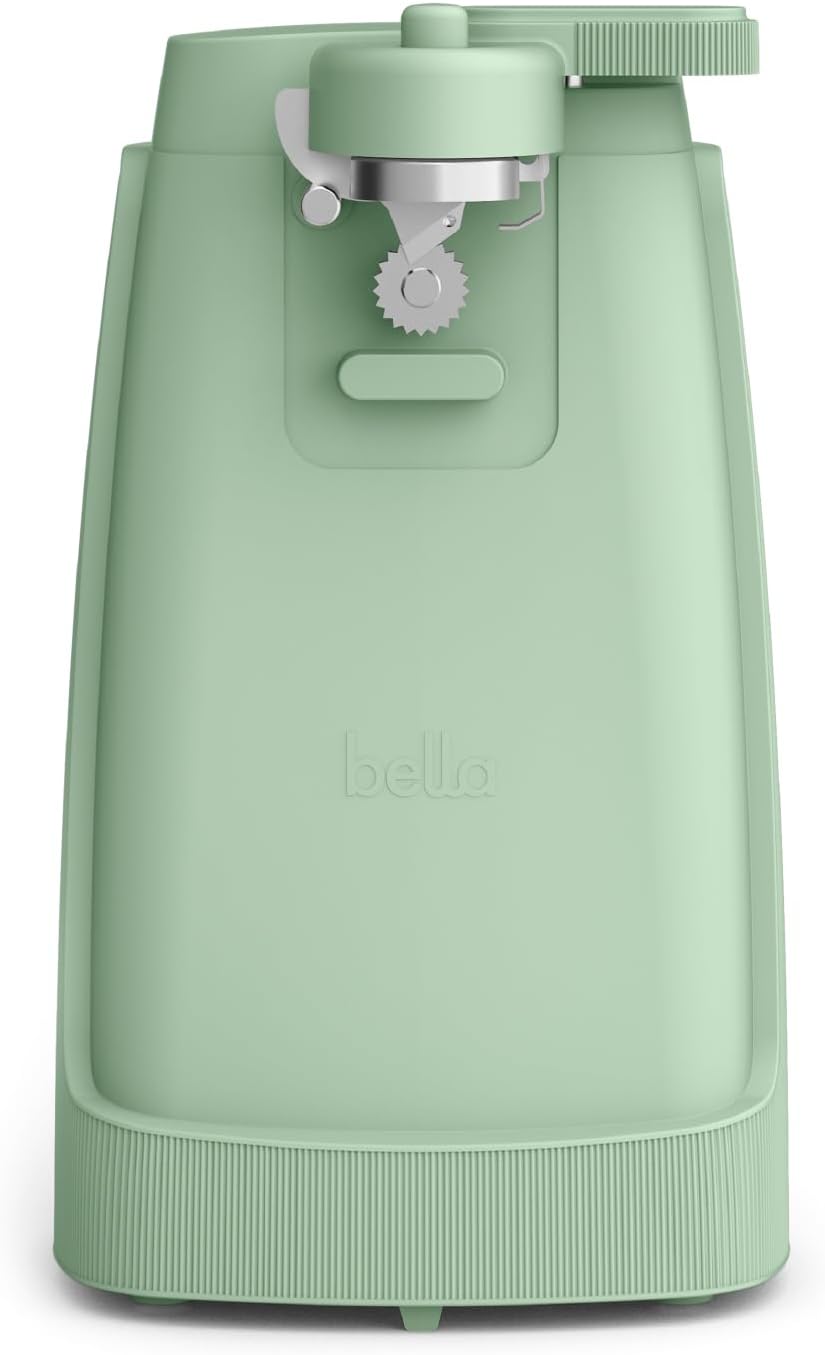 bella Abrelatas eléctrico y afilador de cuchillos, palanca de corte...