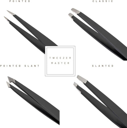 Tweezer Master Juego de pinzas profesionales [negro] - Puntas incli...