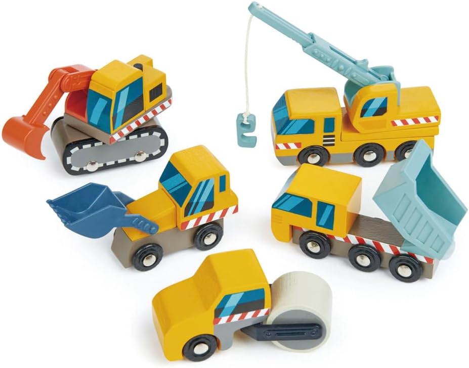 Tender Leaf Toys - Sitio de construcción - Cuatro vehículos pesados...
