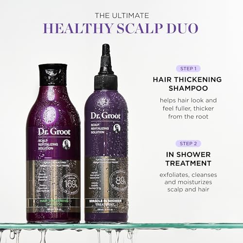Dr. Groot Champú para engrosar el cabello, cuidado coreano del cabello con biotina, aceite de romero para ayudar a dar volumen al adelgazamiento, el cabello dañado, hidratar el cabello y el cuero