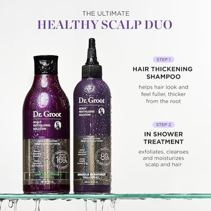 Dr. Groot Champú para engrosar el cabello, cuidado coreano del cabello con biotina, aceite de romero para ayudar a dar volumen al adelgazamiento, el cabello dañado, hidratar el cabello y el cuero