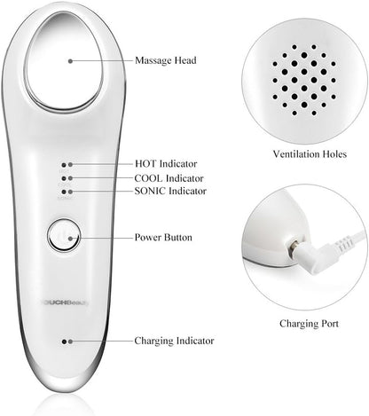 TOUCHBeauty Masajeador facial caliente y frío, dispositivo de vibra...