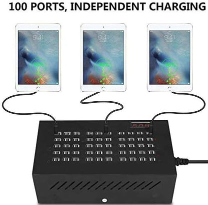 Estación de carga USB, 100 puertos, estación de energía USB, multipuerto, cargador de pared, adaptador de teléfono, multipuerto, multipuerto, cargador rápido USB para hotel, escuela, centros
