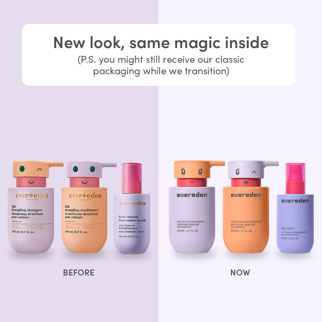 Evereden Kids Champú, acondicionador y espray desenredante + cepill...