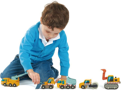 Tender Leaf Toys - Sitio de construcción - Cuatro vehículos pesados...