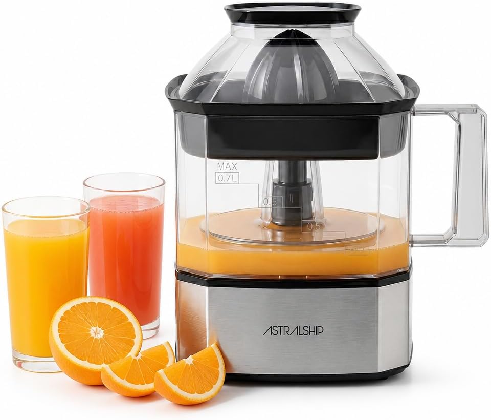 Astralship Exprimidor eléctrico de cítricos con base de acero inoxi...