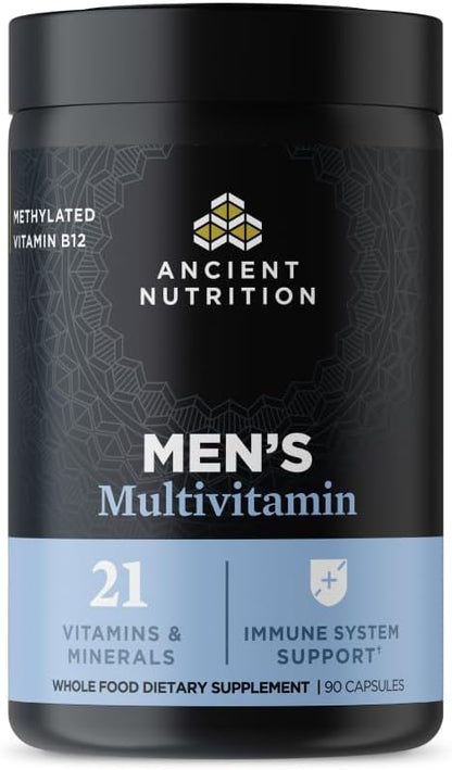 Ancient Nutrition Multivitamínico para hombres, vitamina D, C, E, B...
