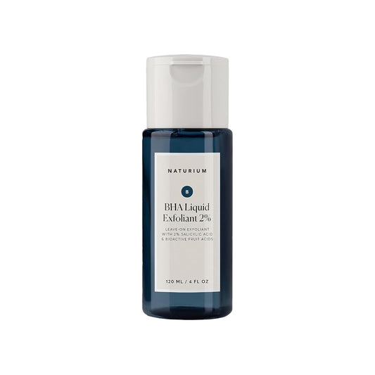 Naturium BHA Exfoliante Líquido 2%, Tratamiento Exfoliante de Poros Leave-on para Rostro y Cuidado de la Piel, con Ácido Salicílico y Ácidos de Frutas Bioactivos, El Empaque Puede Variar, 4 oz