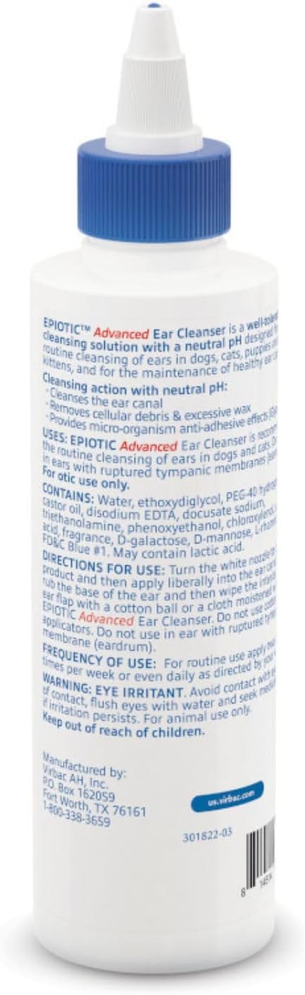 Epiotic Advanced Ear Cleanser | Limpiador suave de oídos para perro...