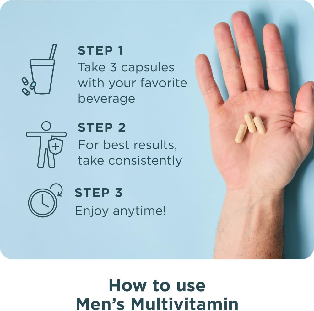 Ancient Nutrition Multivitamínico para hombres, vitamina D, C, E, B...